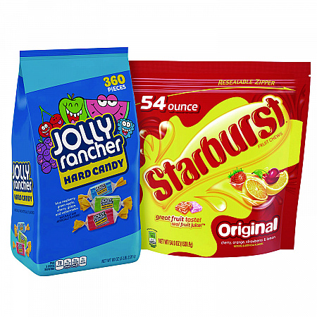 Chewy and Hard Candy Party Asst, Jolly Rancher/Starburst, 8.5 lbs Total, 2 Bag Bundle (600B0003)