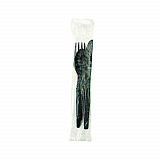 Individually Wrapped Heavyweight Cutlery Set, Fork/Knife/Spoon, Plastic, Black, 250/Carton (CH56C7)