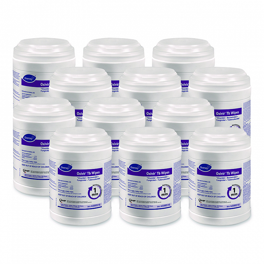 Oxivir TB Disinfectant Wipes, 7 x 6, White, 160/Canister, 12 Canisters/Carton (4599516)