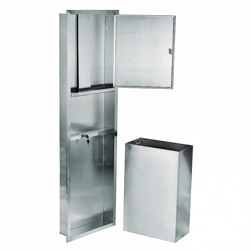 Stainless Steel Recessed Paper Towel Dispenser with Waste Receptacle, 56 x 4 x 17 (ALP492)