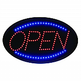 LED Oval Open Sign, 23 x 14, Black Frame, Blue/Red Graphics (ALP49702)