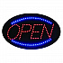 LED Oval Open Sign, 23 x 14, Black Frame, Blue/Red Graphics (ALP49702)