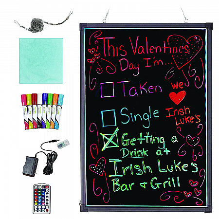 LED Illuminated Hanging Message Writing Board, Black 22