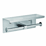 Double Post Toilet Paper Holder with Shelf Storage Rack, 3.87 x 10.5 x 3.95, Brushed Stainless Steel (ALP487B)