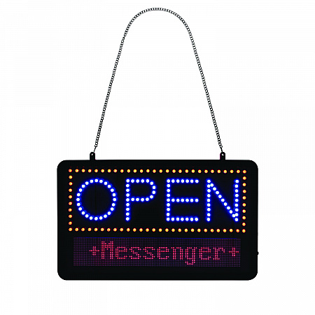 LED Programmable Message Board Open Sign, 22 x 13, Black Frame, Blue/Red Graphics (ALP49710)