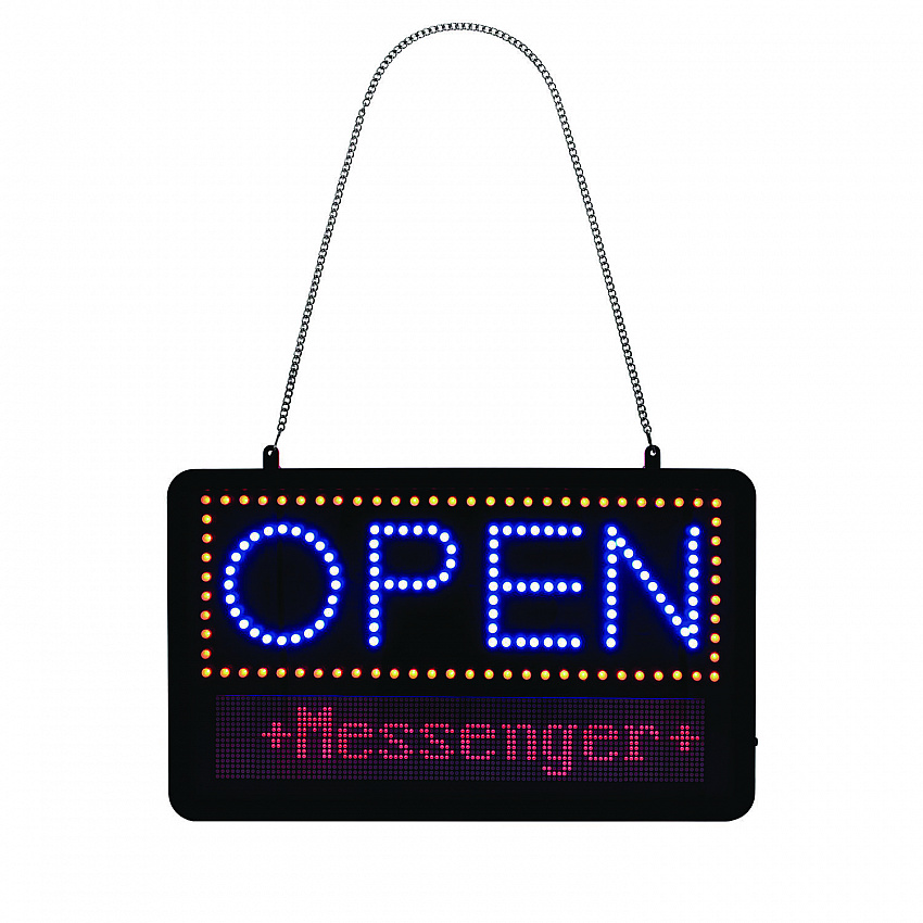 LED Programmable Message Board Open Sign, 22 x 13, Black Frame, Blue/Red Graphics (ALP49710)