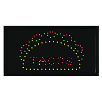 LED Rectangular TACO Sign, 19 x 10, Black Frame, Green/Red/Yellow Graphics (ALP49711)