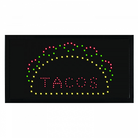 LED Rectangular TACO Sign, 19 x 10, Black Frame, Green/Red/Yellow Graphics (ALP49711)