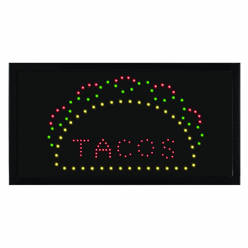 LED Rectangular TACO Sign, 19 x 10, Black Frame, Green/Red/Yellow Graphics (ALP49711)