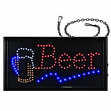 LED Rectangular Beer Sign, 19 x 10, Black Frame, Blue/Green/Orange/Red/White Graphics (ALP49714)