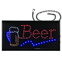LED Rectangular Beer Sign, 19 x 10, Black Frame, Blue/Green/Orange/Red/White Graphics (ALP49714)