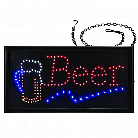 LED Rectangular Beer Sign, 19 x 10, Black Frame, Blue/Green/Orange/Red/White Graphics (ALP49714)