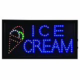 LED Rectangular Ice Cream Sign, 19 x 10, Black Frame, Blue/Green/Orange/Red/White Graphics (ALP49713)