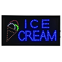 LED Rectangular Ice Cream Sign, 19 x 10, Black Frame, Blue/Green/Orange/Red/White Graphics (ALP49713)