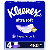 Ultra Soft Facial Tissue, 3-Ply, White, 120 Sheets/Box, 4 Boxes/Pack, 6 Packs/Carton (54315)
