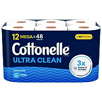 Ultra CleanCare Toilet Paper, Strong Bath Tissue, Septic Safe, 1-Ply, White, 284 Sheets/Roll, 12 Rolls/Pack, 4 Packs/Carton (55480)