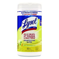 Disinfecting Wipes, 1-Ply, 7 x 7.25, Lemon and Lime Blossom, White, 80 Wipes/Canister (77182EA)