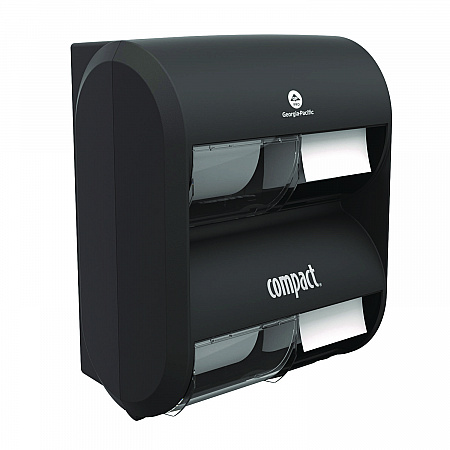 Compact Quad Vertical Four Roll Coreless Tissue Dispenser, 12.31 x 14.81 x 7.86, Black (56744B)