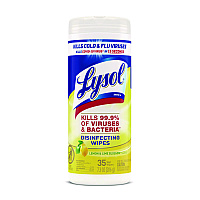 Disinfecting Wipes, 1-Ply, 7 x 7.25, Lemon and Lime Blossom, White, 35 Wipes/Canister (81145)