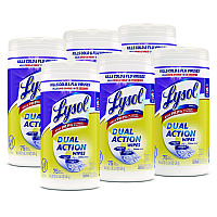 Dual Action Disinfecting Wipes, 1-Ply, 7 x 7.25, Citrus, White/Purple, 75/Canister, 6 Canisters/Carton (81700CT)