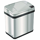 Rectangular Sensor Trash Can, 2.5 gal, Plastic, Silver (HLS02SS)
