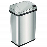 Rectangular Sensor Trash Can, 4 gal, Plastic/Stainless Steel, Silver (HLS04SS)