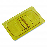 Insert Pan Handled Notched Cover, 6.38 x 0.39 x 10.38, Amber, Plastic, 6/Carton (214P86AMB)