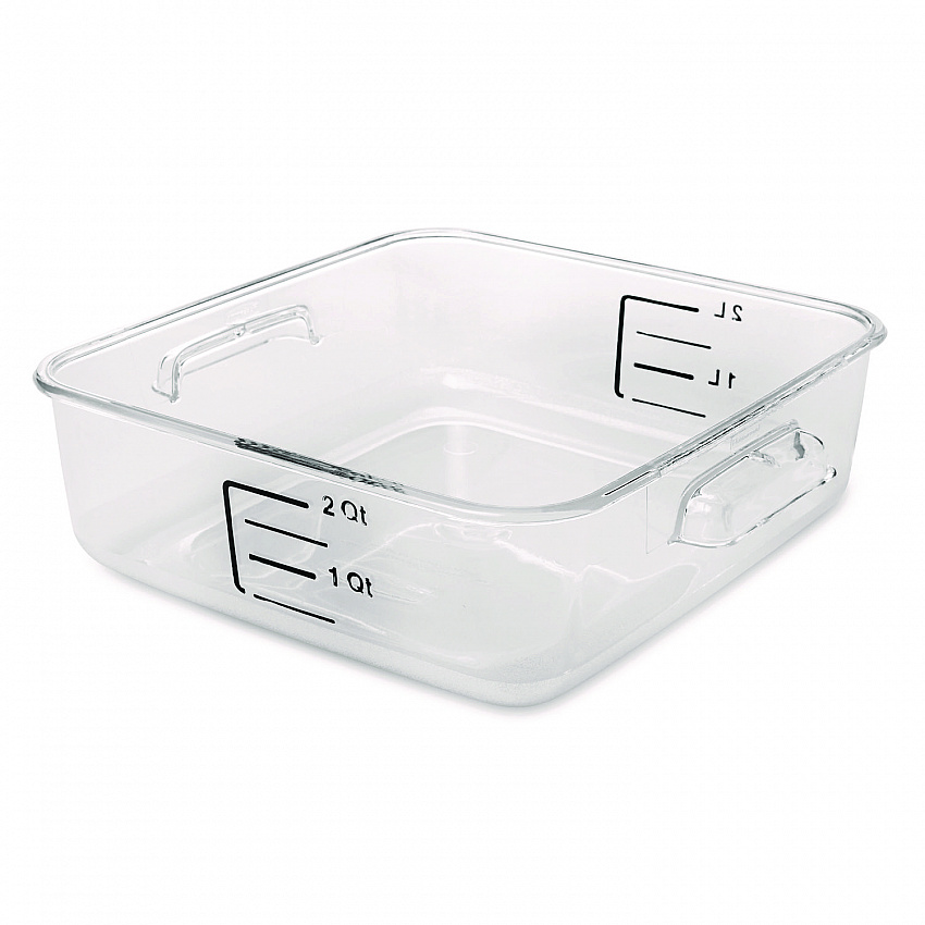 SpaceSaver Square Containers, 2 qt, 8.8 x 8.75 x 2.7, Clear, Plastic (6302CLE)