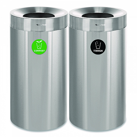 27 Gallon Stainless Steel Compost Bin and Trash Can, Brushed Stainless Steel (ALP47527COT)
