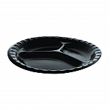 Placesetter Deluxe Laminated Foam Dinnerware, 3-Compartment Plate, 9" dia, Black, 200/Carton (YCI81113)