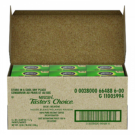 Taster's Choice Stick Pack, Decaf, 0.06 oz, 80/Box, 6 Boxes/Carton (66488CT)