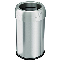 Open Top Trash Can, 13 gal, Plastic/Stainless Steel, Silver (HLS13STR)