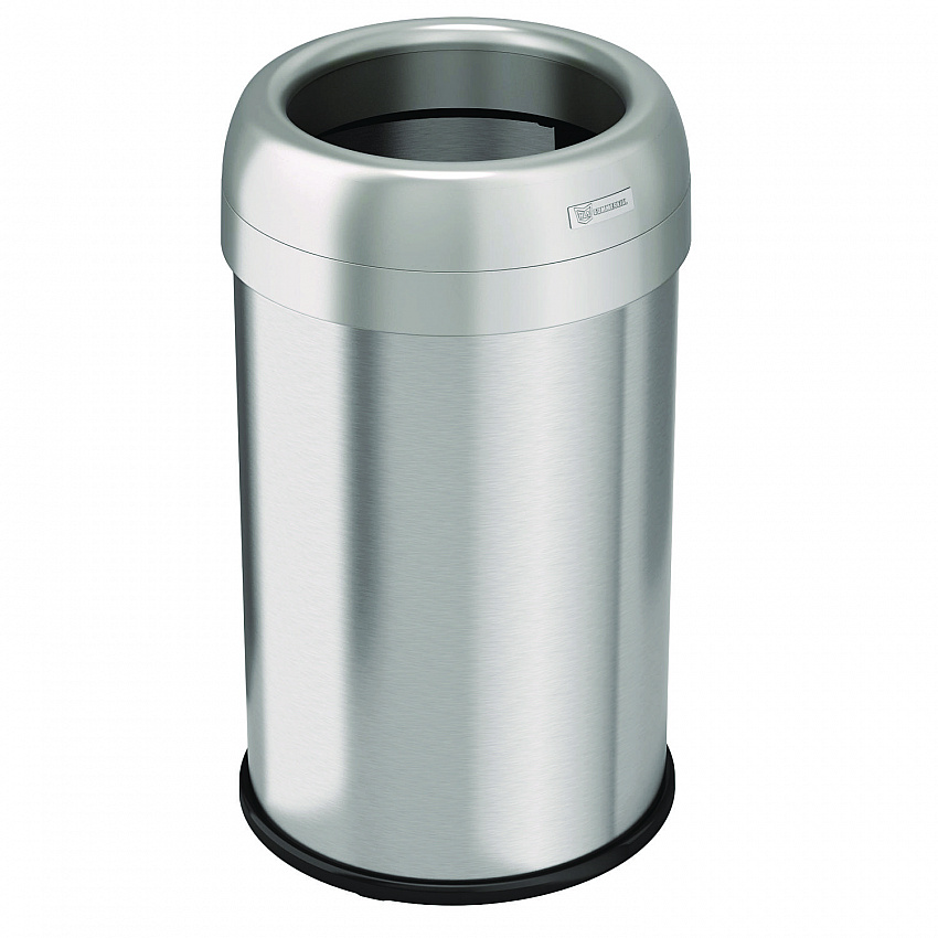 Open Top Trash Can, 13 gal, Plastic/Stainless Steel, Silver (HLS13STR)