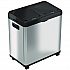 Dual Compartment Sensor Recycle Bin and Trash Can with Wheels, 16 gal, Plastic/Stainless Steel, Silver/Black (HLS16DCSS)