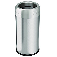 Open Top Trash Can, Round, 16 gal, Plastic/Stainless Steel, Silver (HLS16STR)