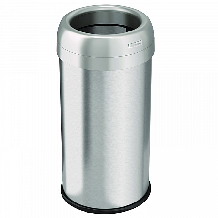 Open Top Trash Can, Round, 16 gal, Plastic/Stainless Steel, Silver (HLS16STR)