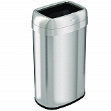 Open Top Trash Can, Oval, 16 gal, Plastic/Stainless Steel, Silver (HLS16STV)