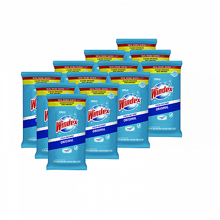 Glass and Surface Wet Wipe, Cloth, 7 x 8, Unscented, White, 38/Pack, 12 Packs/Carton (378032)