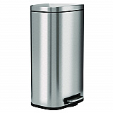 Fire-Resistant Step Pedal Trash Can, 8 gal, Plastic/Stainless Steel, Silver (HLSS08RFR)