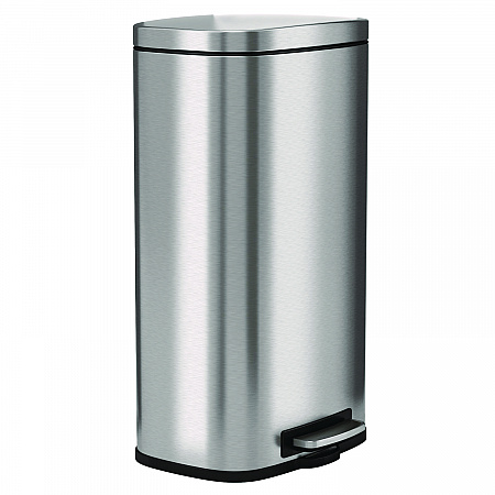 Fire-Resistant Step Pedal Trash Can, 8 gal, Plastic/Stainless Steel, Silver (HLSS08RFR)
