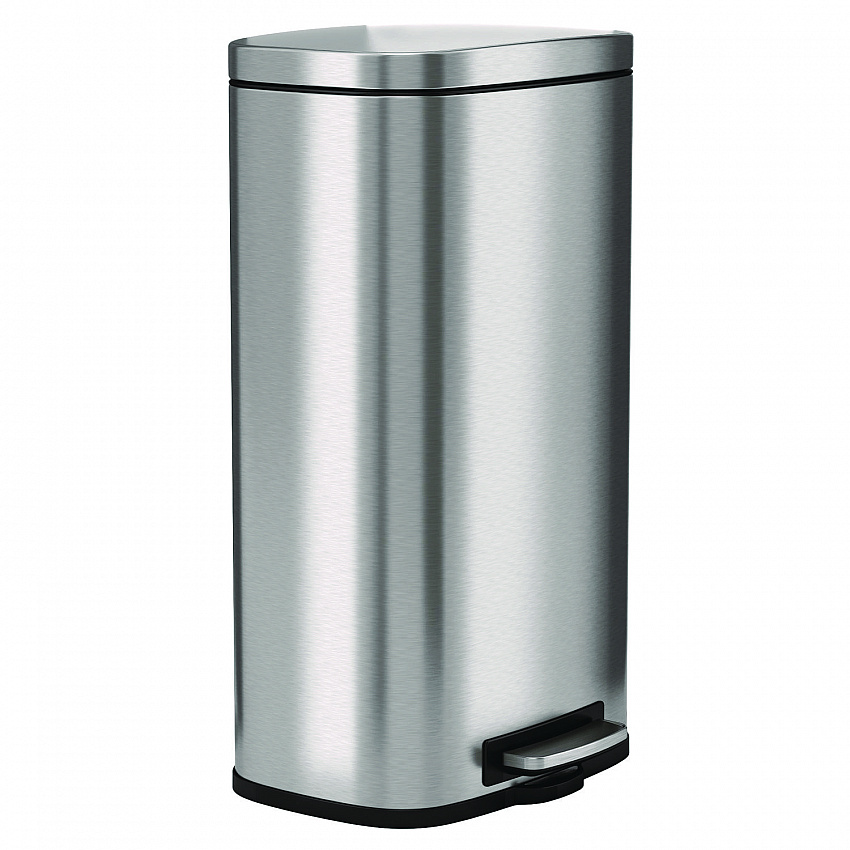 Fire-Resistant Step Pedal Trash Can, 8 gal, Plastic/Stainless Steel, Silver (HLSS08RFR)