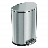 Step Pedal Trash Can, 13 gal, Half-Round Plastic/Stainless Steel, Silver (HLSS13D)
