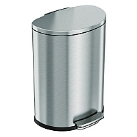 Step Pedal Trash Can, 13 gal, Half-Round Plastic/Stainless Steel, Silver (HLSS13D)