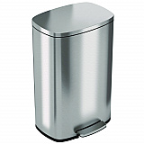 Step Pedal Trash Can, 13 gal, Plastic/Stainless Steel, Silver (HLSS13R)