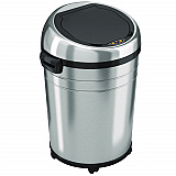 Extra-Large Sensor Trash Can with Wheels, 18 gal, Plastic/Stainless Steel (HLS18RC)