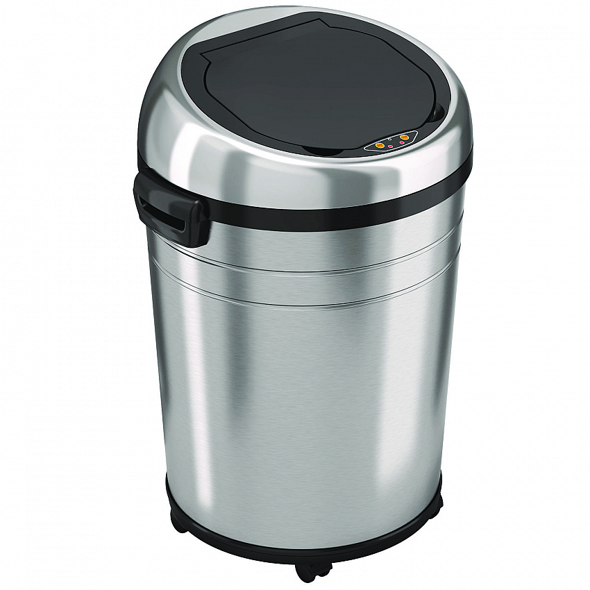 Extra-Large Sensor Trash Can with Wheels, 18 gal, Plastic/Stainless Steel (HLS18RC)