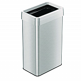 Open Top Trash Can, Rectangular, 18 gal, Plastic/Stainless Steel, Silver (HLS18UOT)