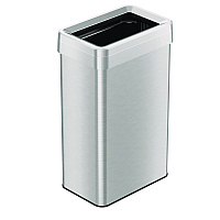 Open Top Trash Can, Rectangular, 18 gal, Plastic/Stainless Steel, Silver (HLS18UOT)