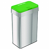 Open Top Compost Bin with Color-Coded Lid, 21 gal, Plastic/Stainless Steel, Silver/Green (HLS21UOTCOP)