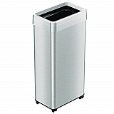 Open Top Trash Can with Wheels, 21 gal, Plastic/Stainless Steel, Silver (HLS21UOTM)